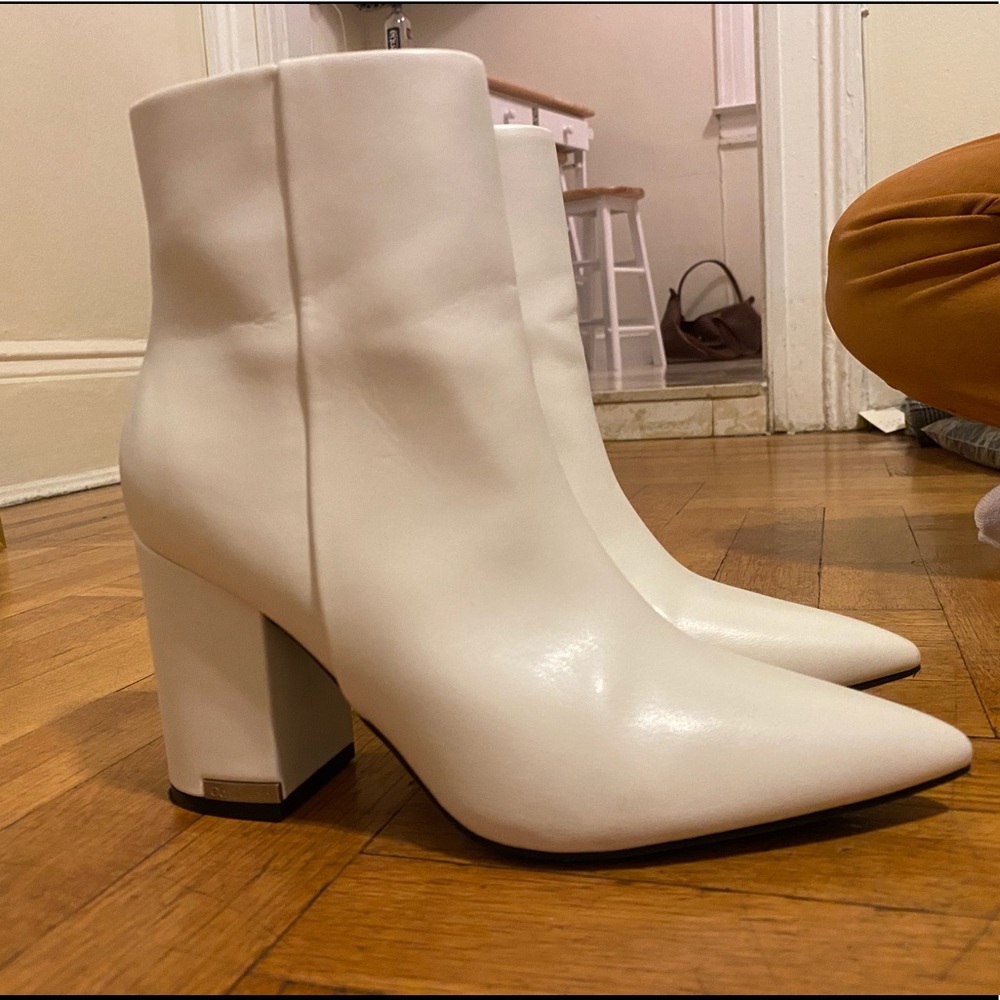 White Calvin Klein Heeled Booties